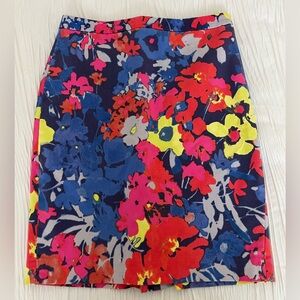 LOFT Vibrant Neon Floral Pencil Skirt